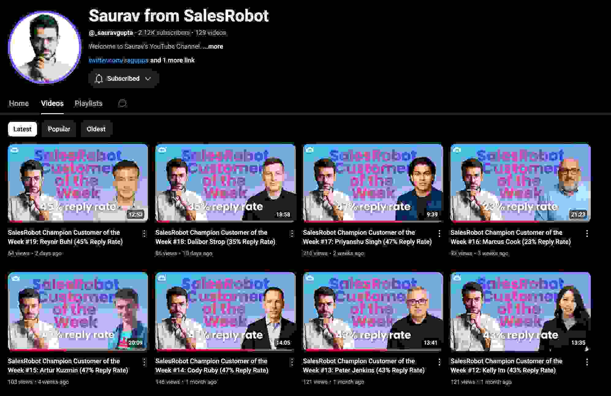 SalesRobot YouTube channel