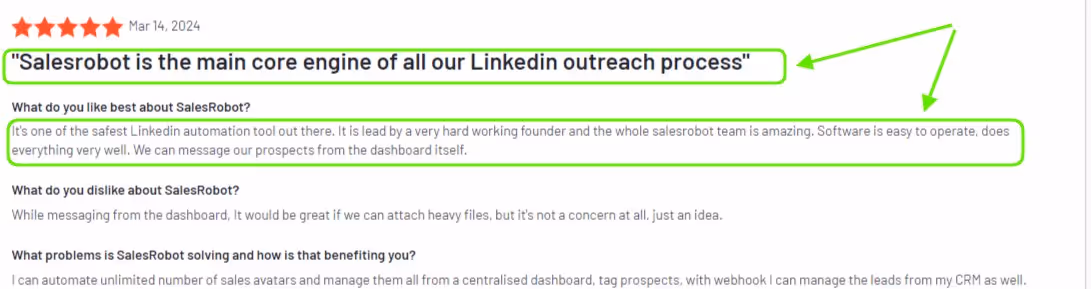 G2 review of Salesrobot