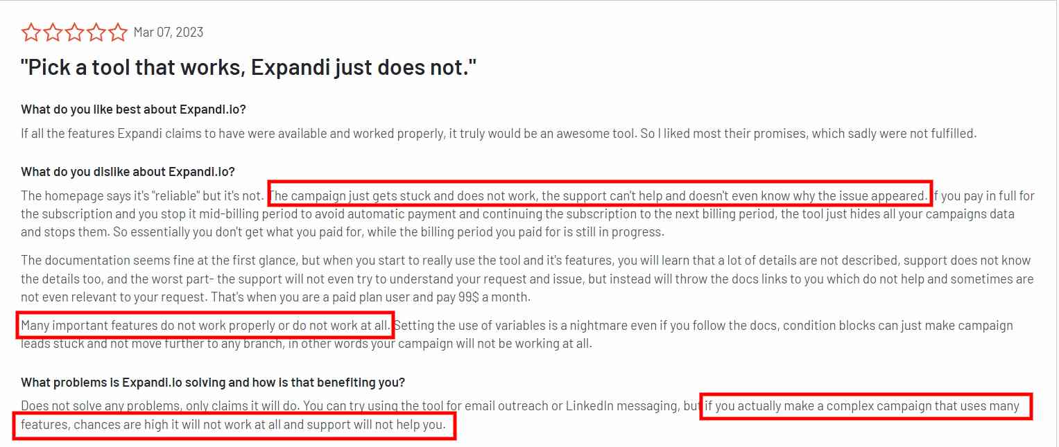 A review saying Expandi doesn't work.