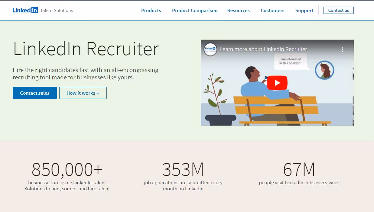 LinkedIn recruiter homepage