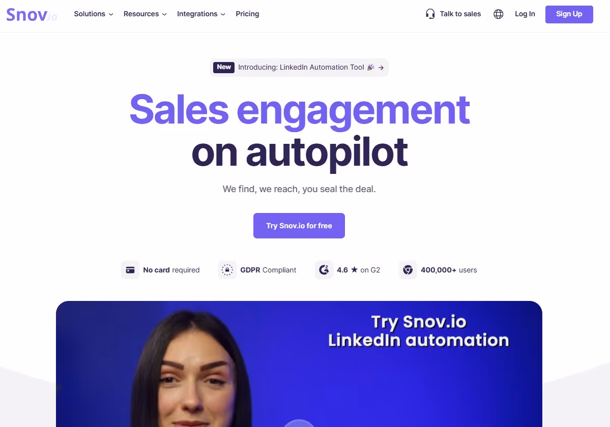 Snovio sales engagement platform.