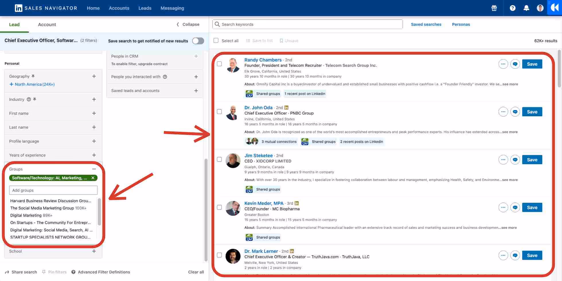 Sales Navigator search