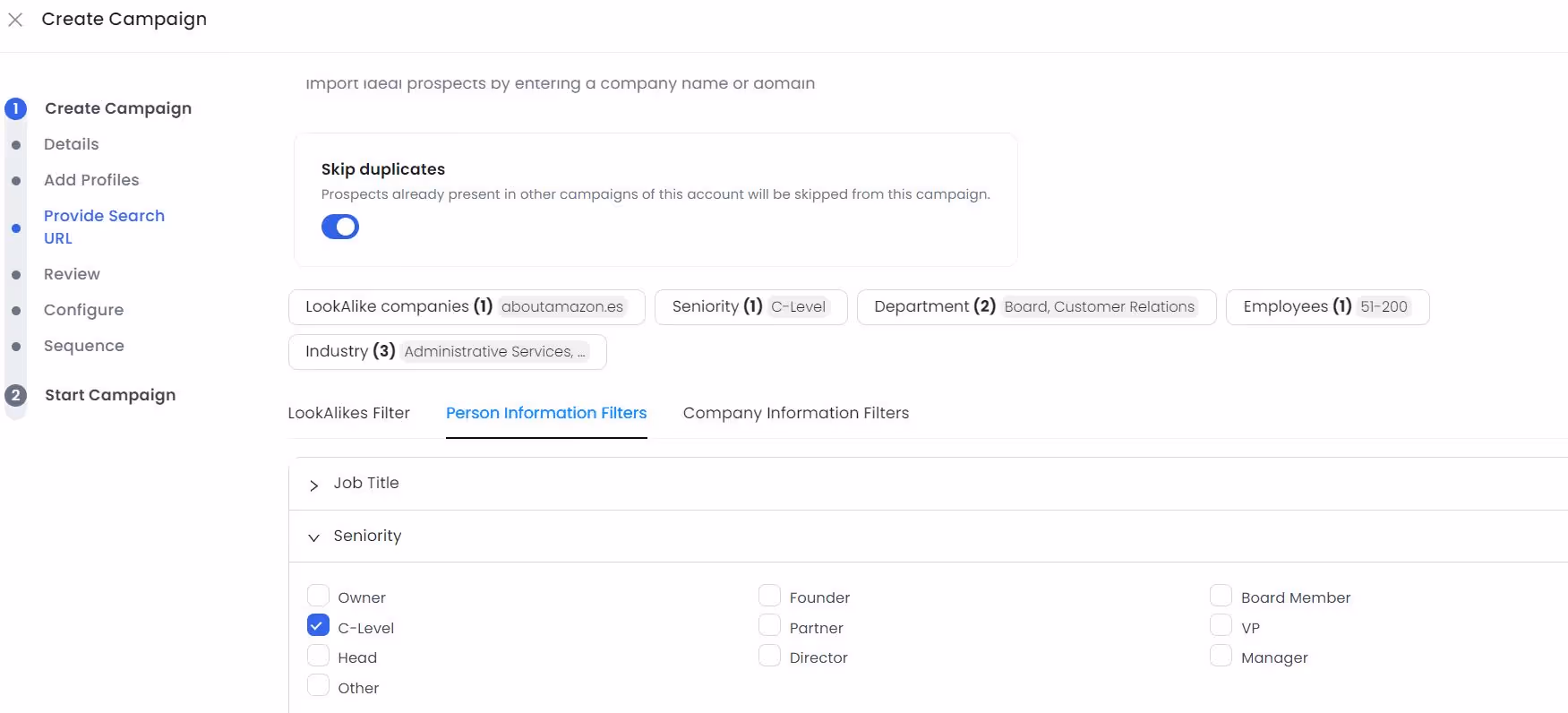 SalesRobot lookalike filters