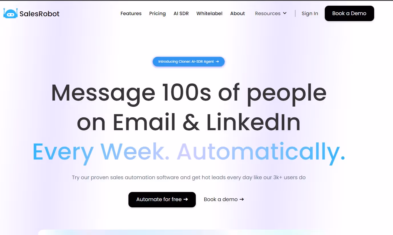 SalesRobot homepage