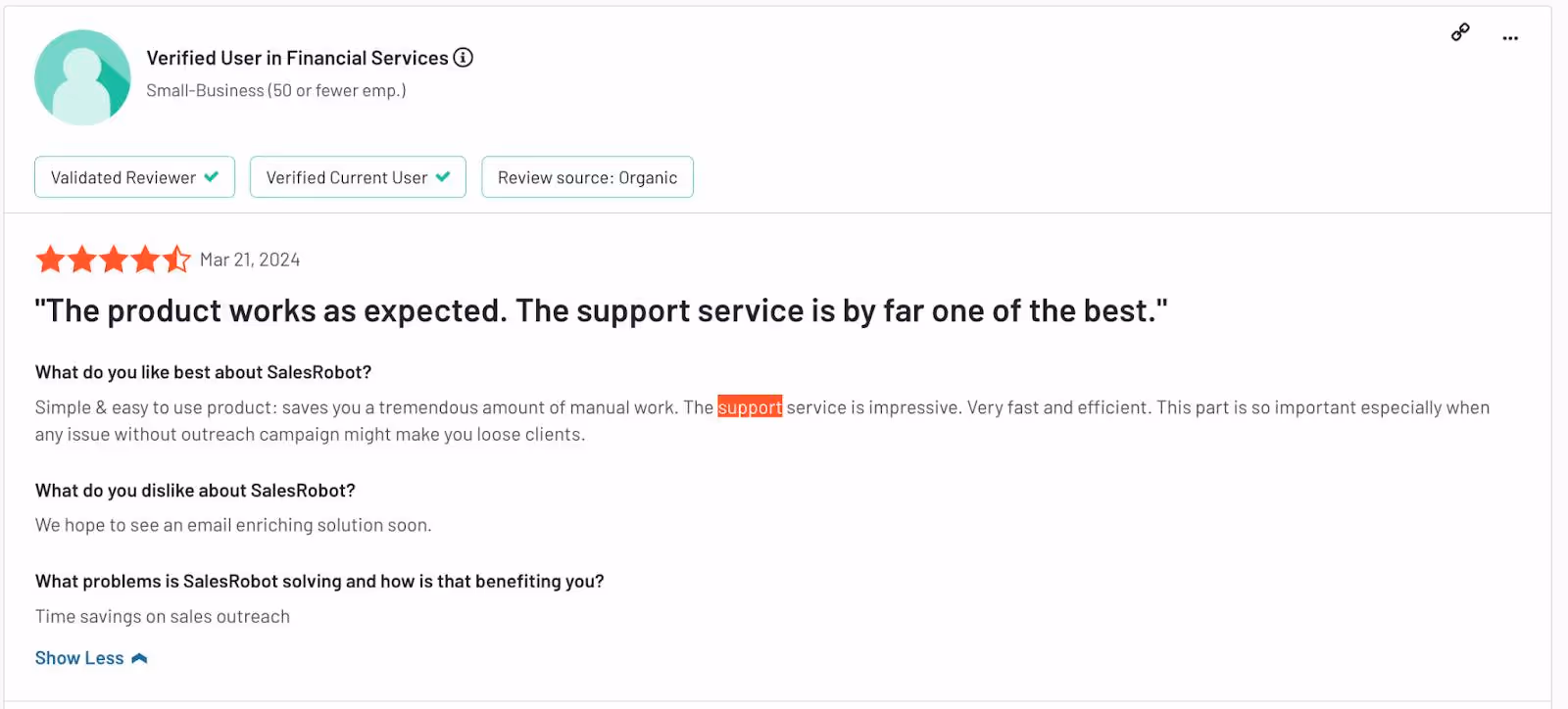 G2 review of Salesrobot