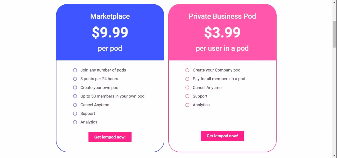 Lempod pricing
