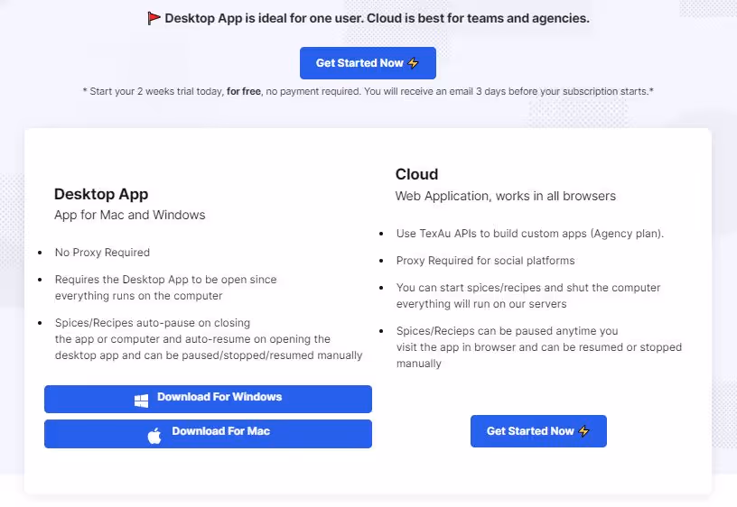 texau offers desktop as well as cloud app