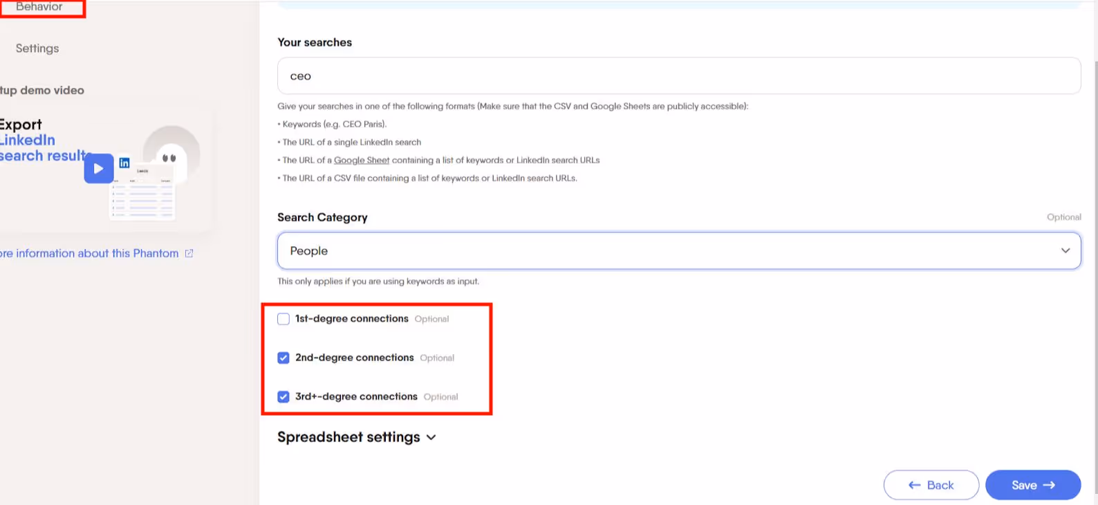 ﻿That you can customise you prospecting via Phantom Buster