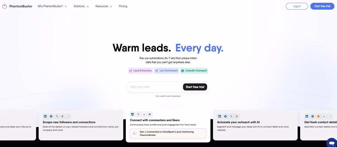 Phantombuster homepage