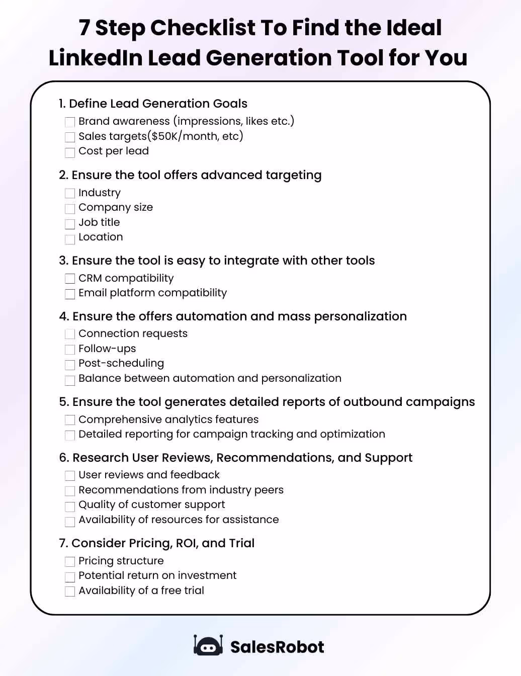 7 step checklist to find the best LinkedIn lead generation tool