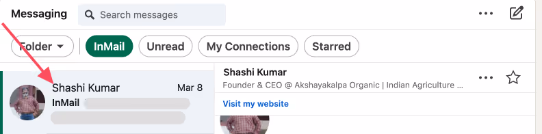 InMails in LinkedIn inbox