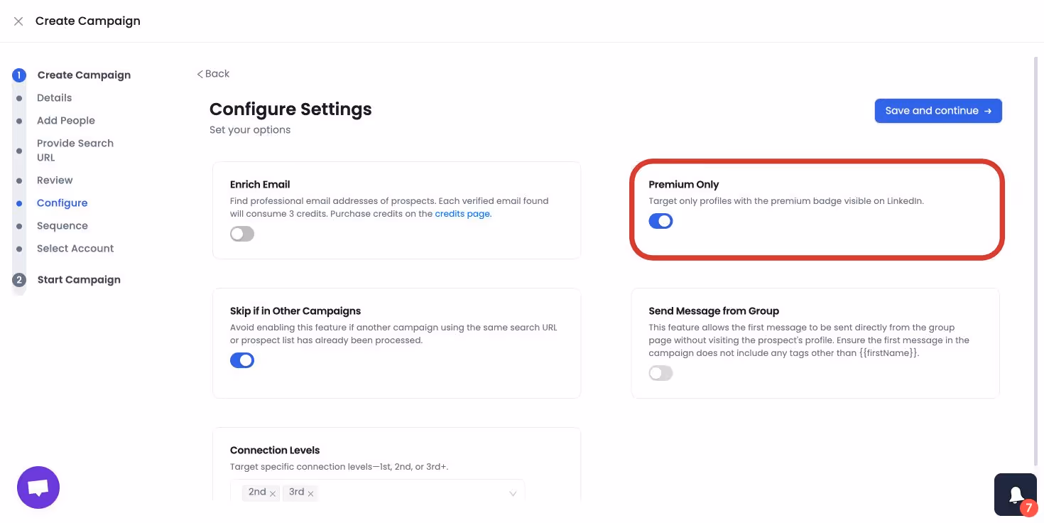 Select only premium profiles option