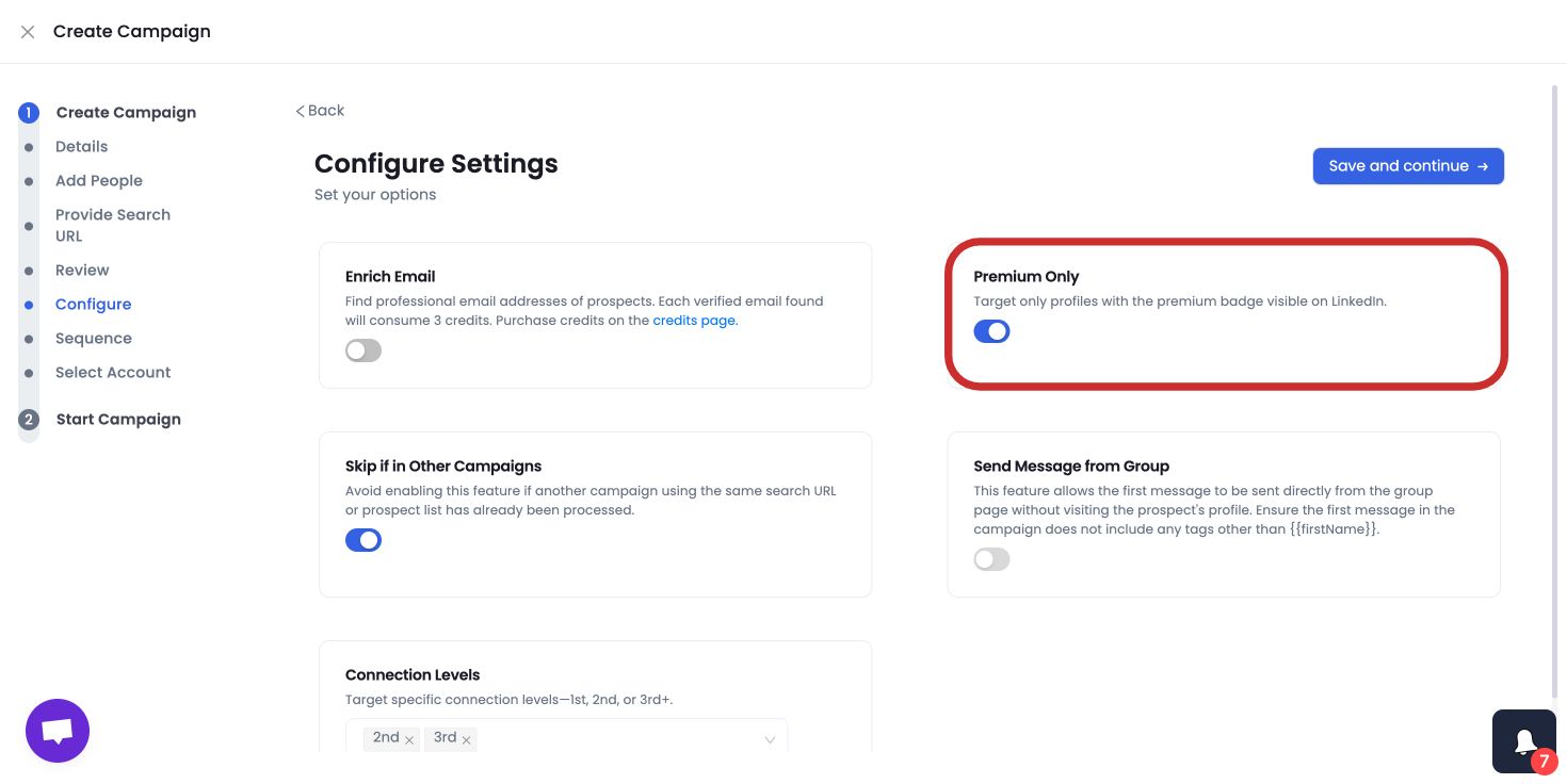 Select only premium profiles option
