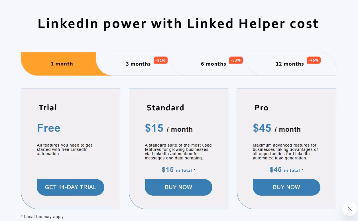 Linked Helper pricing