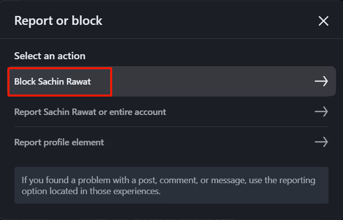 Step 6 to block someone on LinkedIn on the web