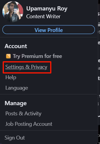 Step 2 to block someone on LinkedIn without them knowing 
