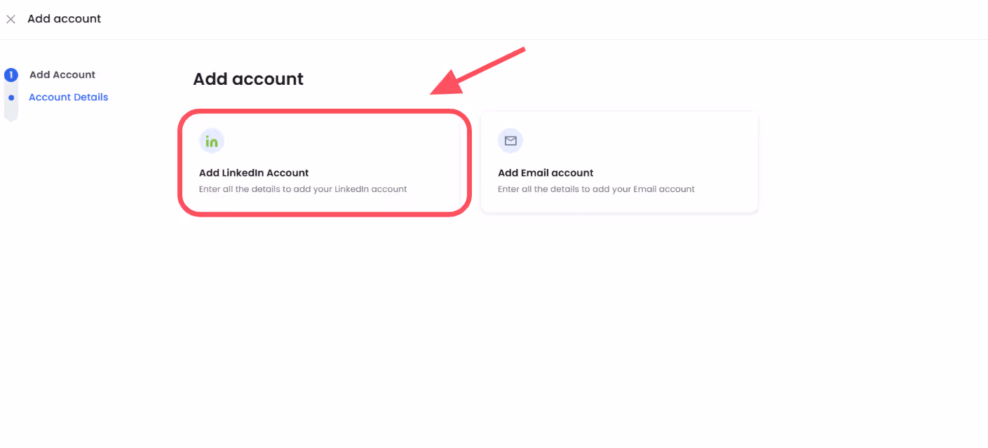 Option to add LinkedIn account