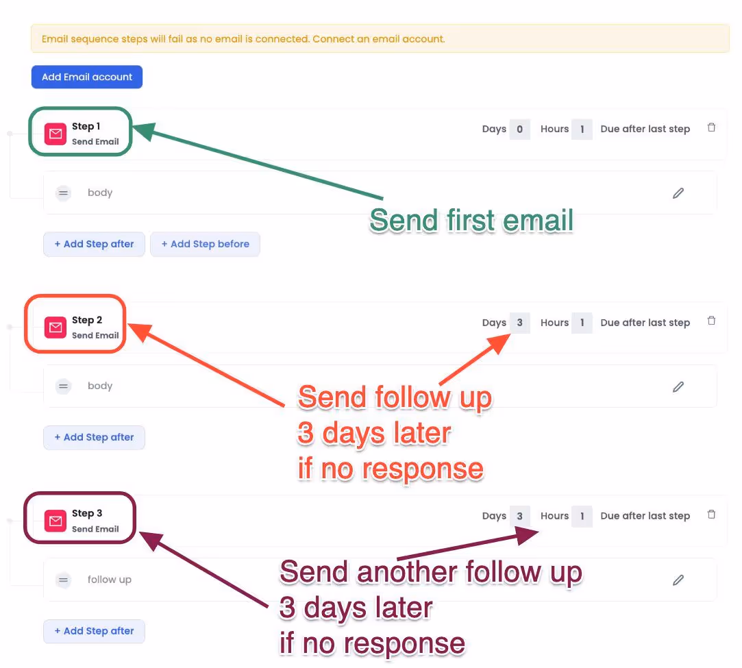 Cold email features in SalesRobot