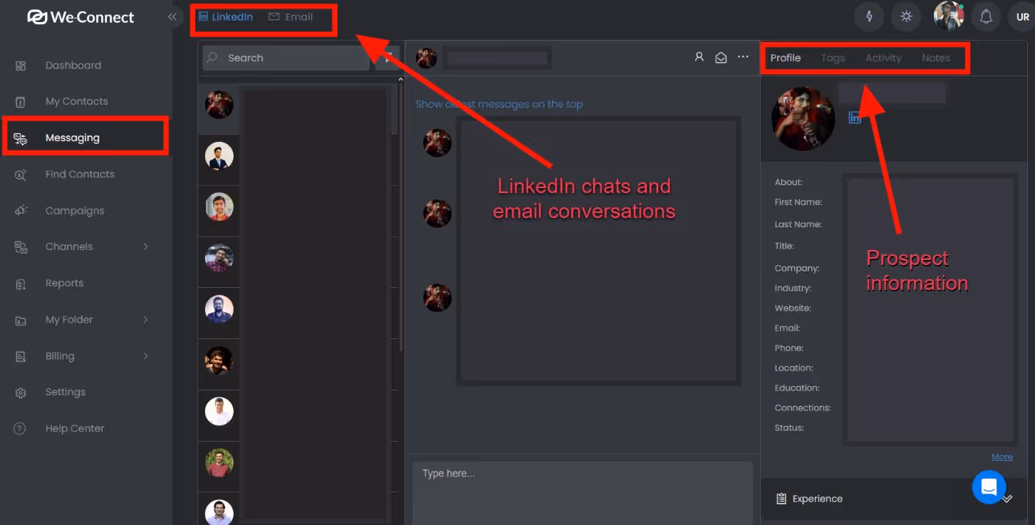 We-Connect prospect inbox management