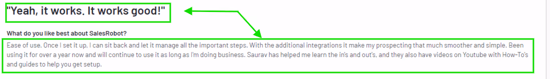 G2 review of Salesrobot