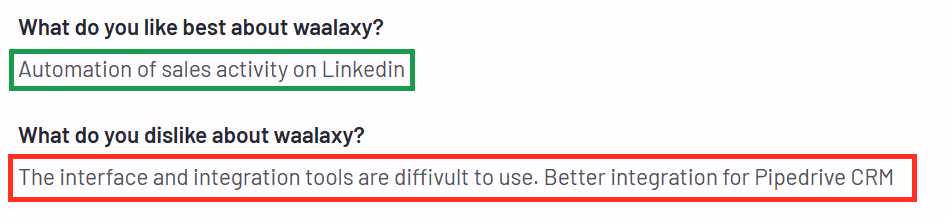 User review of Waalaxy saying the UI is unintuitive