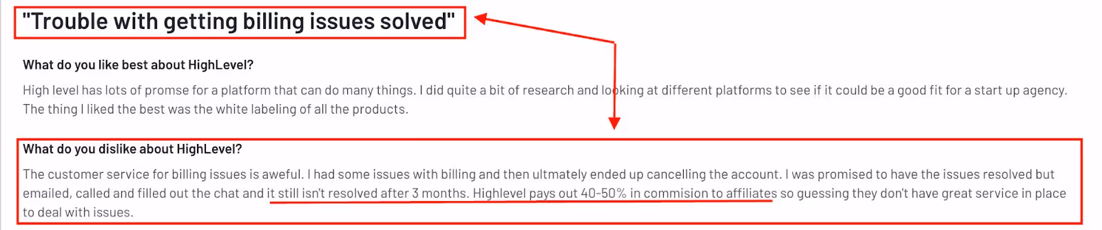 G2 review of Gohighlevel
