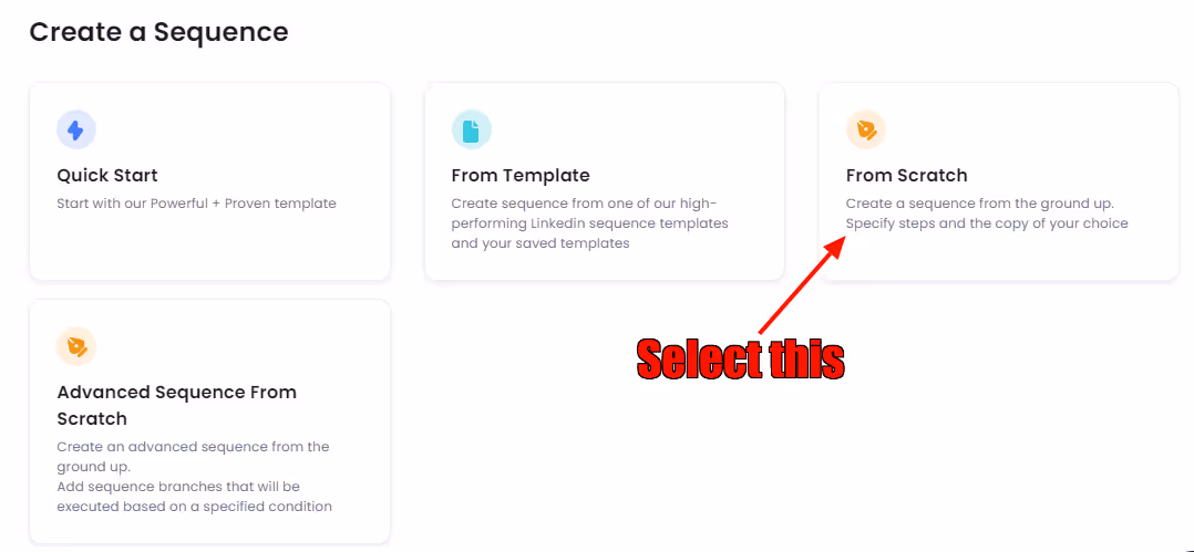 Options to create an automated sequence in SalesRobot.