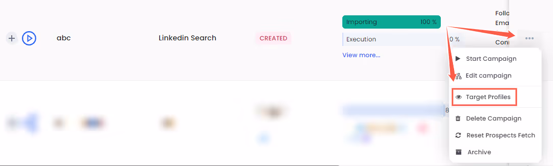 Get the target profiles option on the Campaigns page in SalesRobot