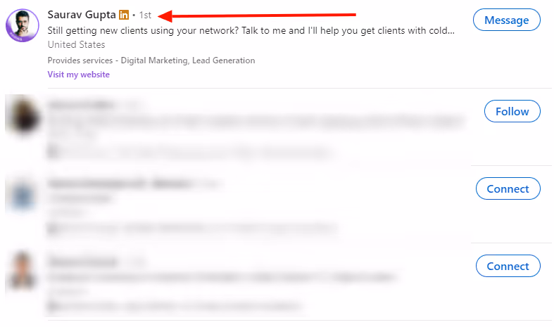 LinkedIn premium badge on the LinkedIn search results page