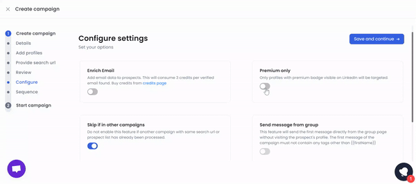 Premium only option in SalesRobot to target Premium users on LinkedIn while running an automation sequence
