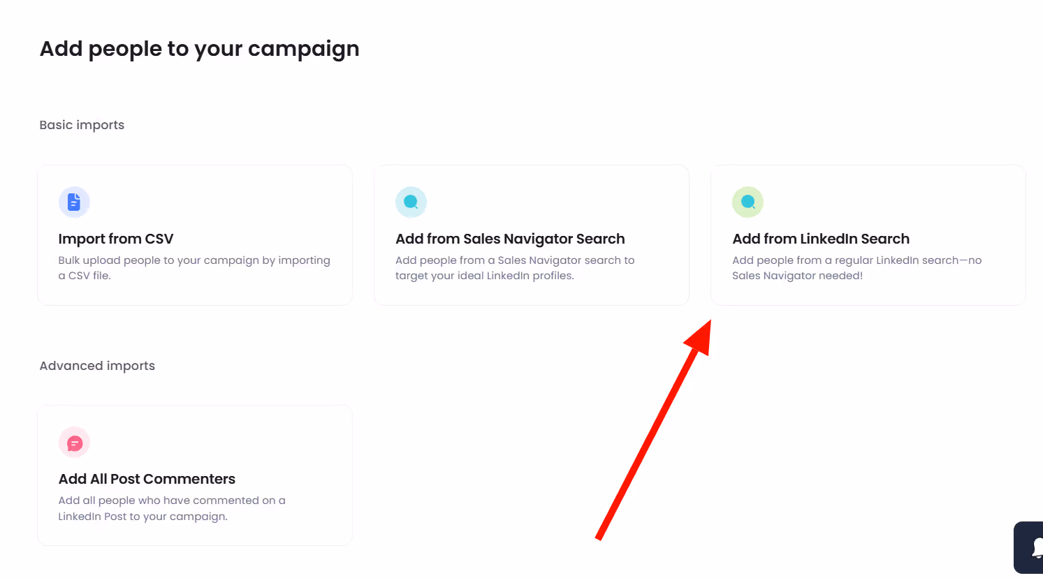 Add from LinkedIn search option to add prospects list in SalesRobot