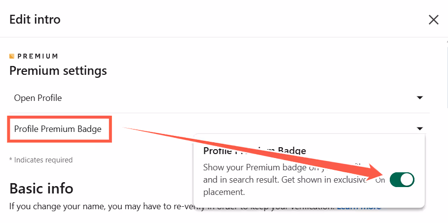 Option to hide Profile premium badge in LinkedIn