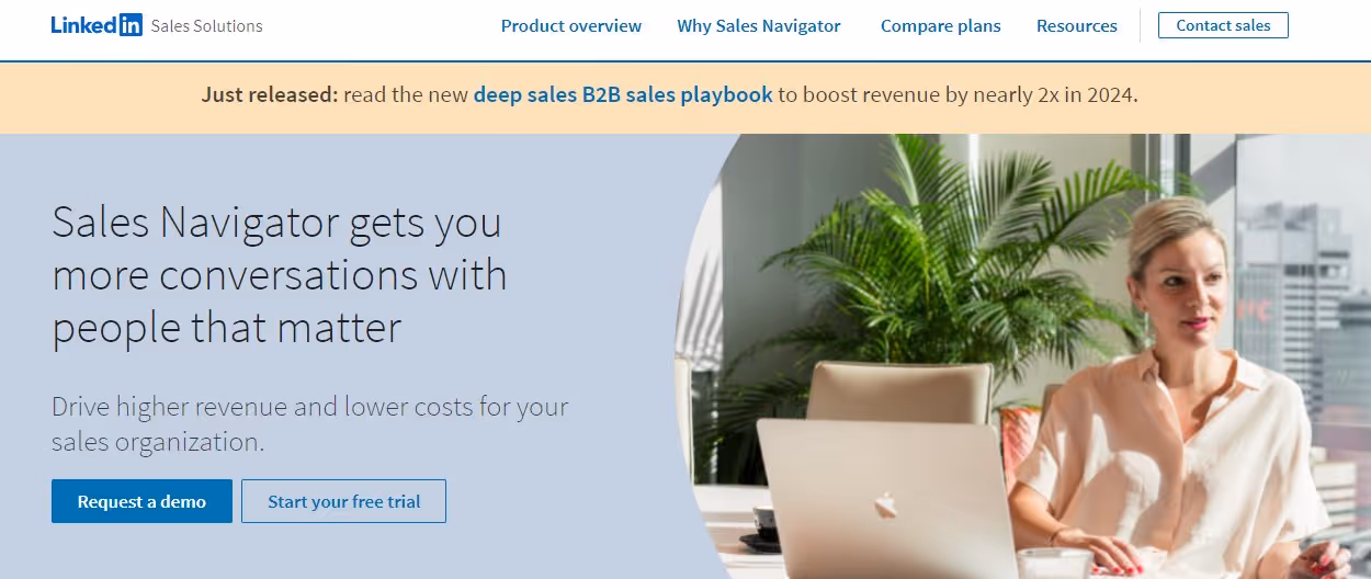 LinkedIn Sales Navigator home page.