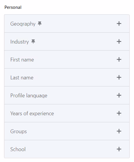 LinkedIn Sales Navigator Personal filters