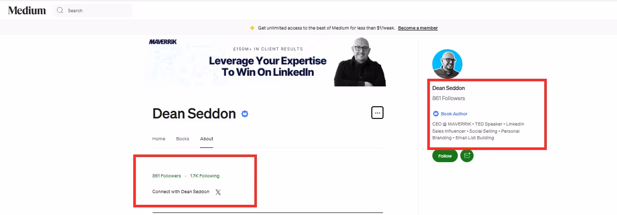 Dean Seddon's LinkedIn profile and associated links.
