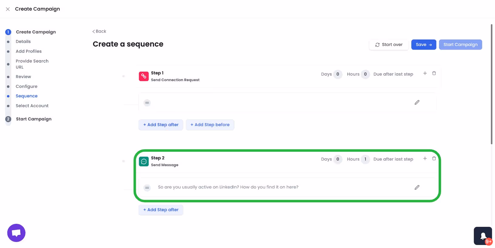 Create a sequence screen.
