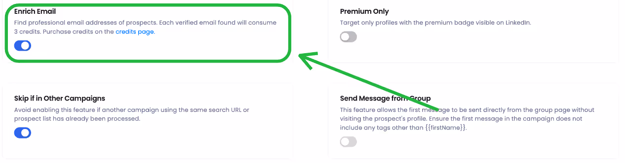 Enrich Email toggle feature.