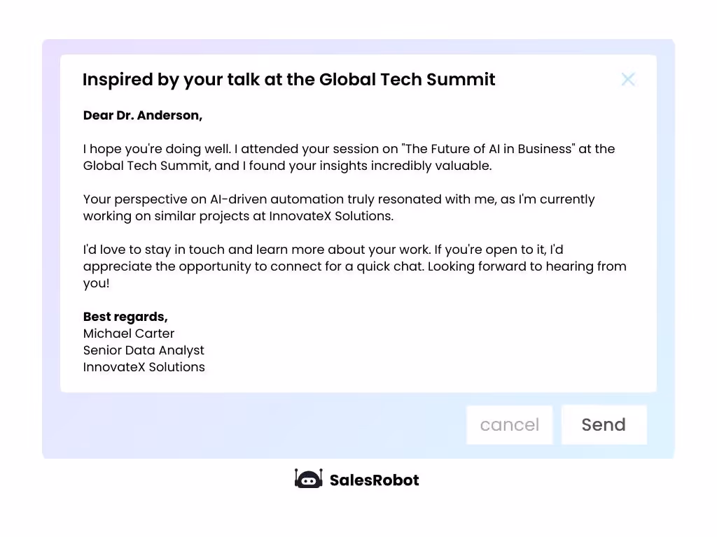 Email to Dr. Anderson from Michael Carter