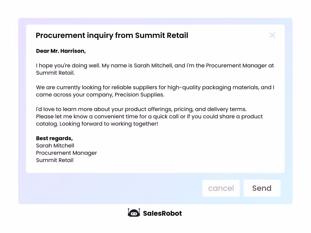 Email to Mr. Harrison from Sarah Mitchell
