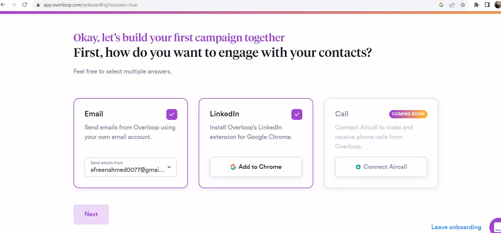 Overloop multi channel feature