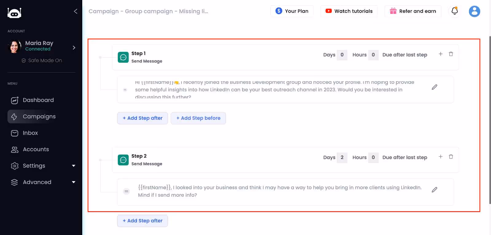 Salesrobot message sequence
