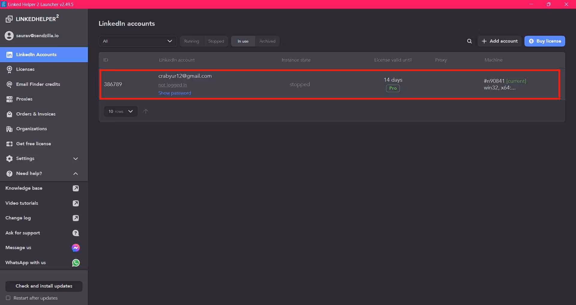 Adding email account to LinkedIn Helper 2