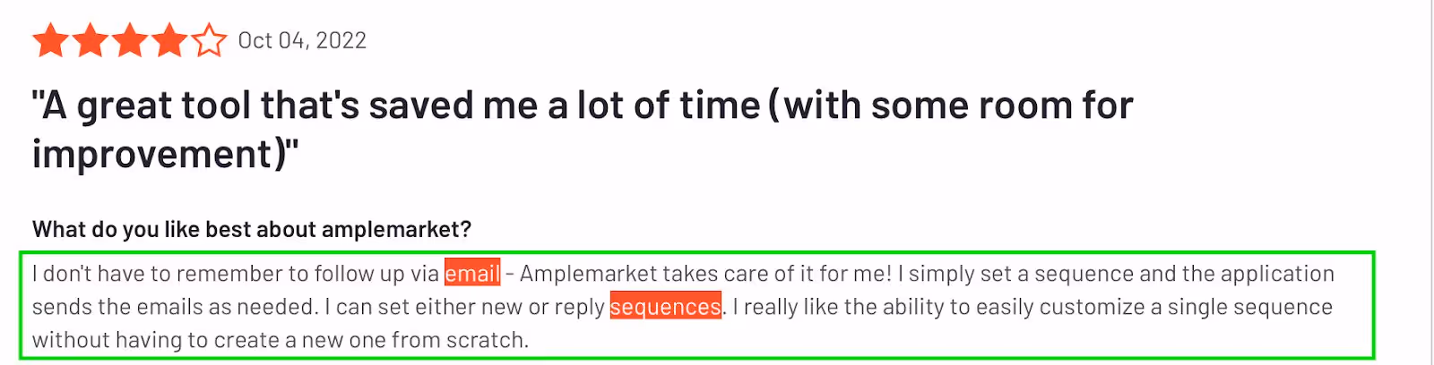 Amplemarket good tool review by user