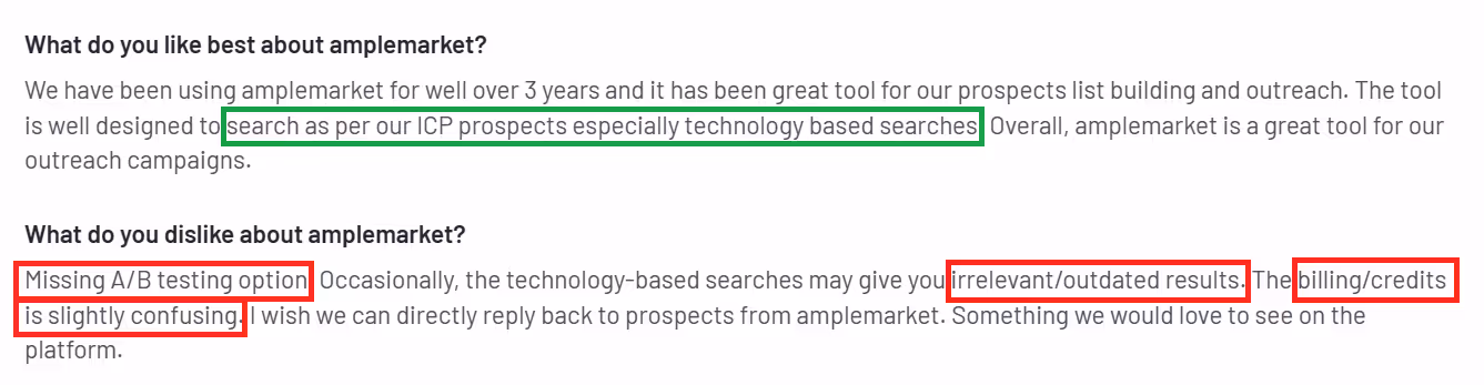 Review of confusing billing system of AmpleMarket