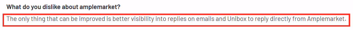 A negative review of Amplemarket saying it is not as promised