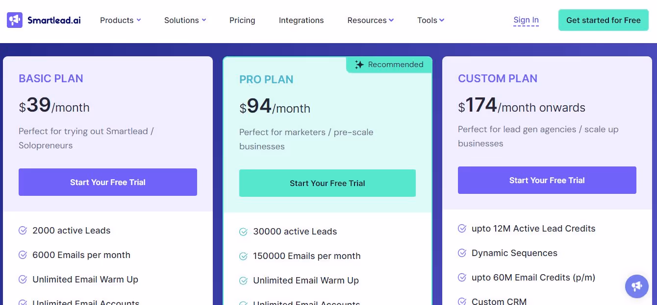 Smartlead pricing