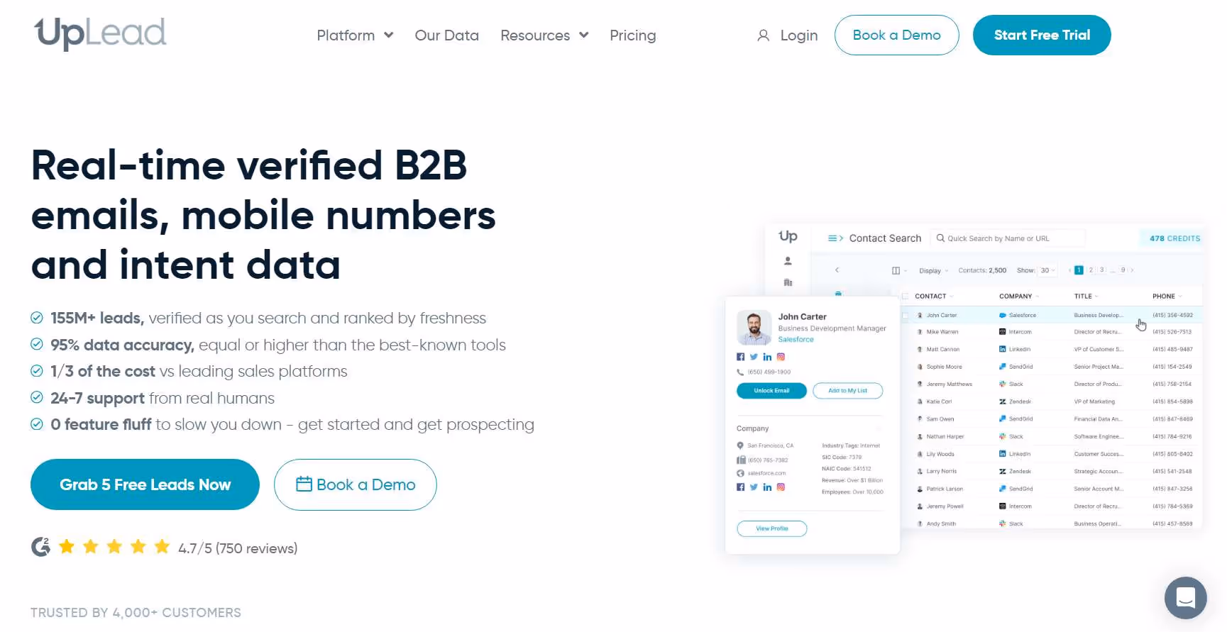 Uplead homepage screenshot