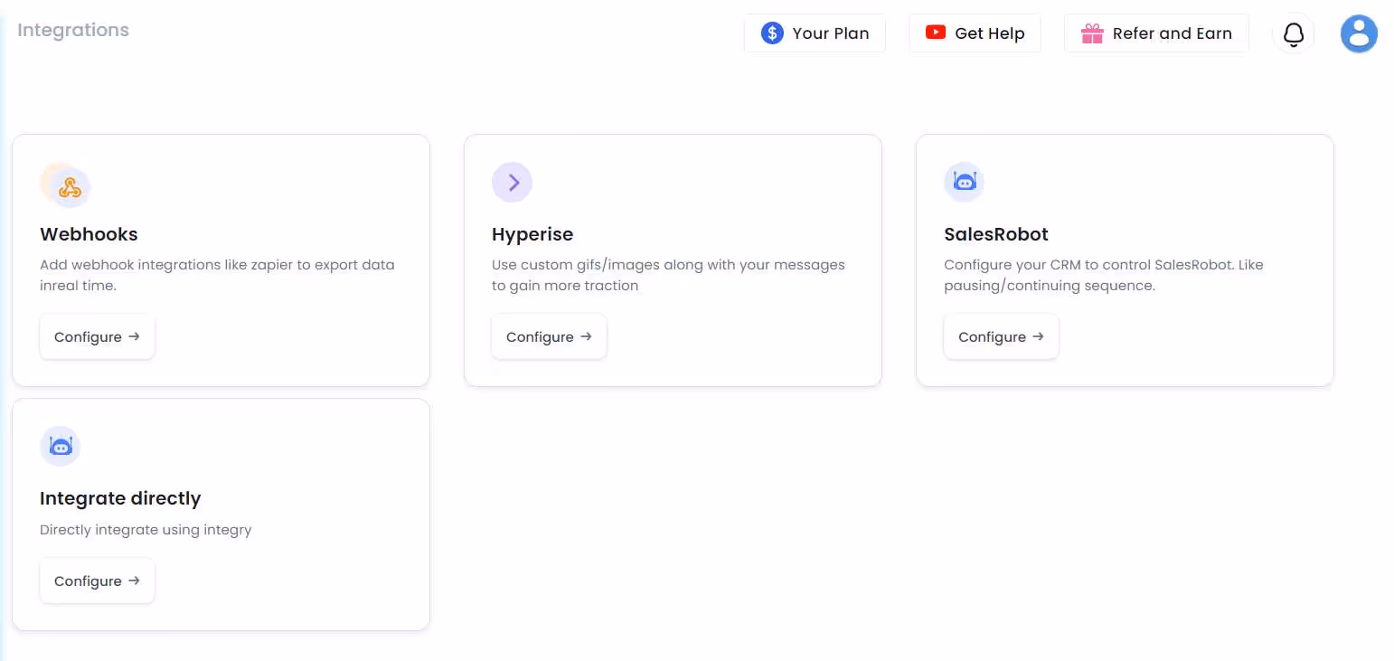 SalesRobot integrations option