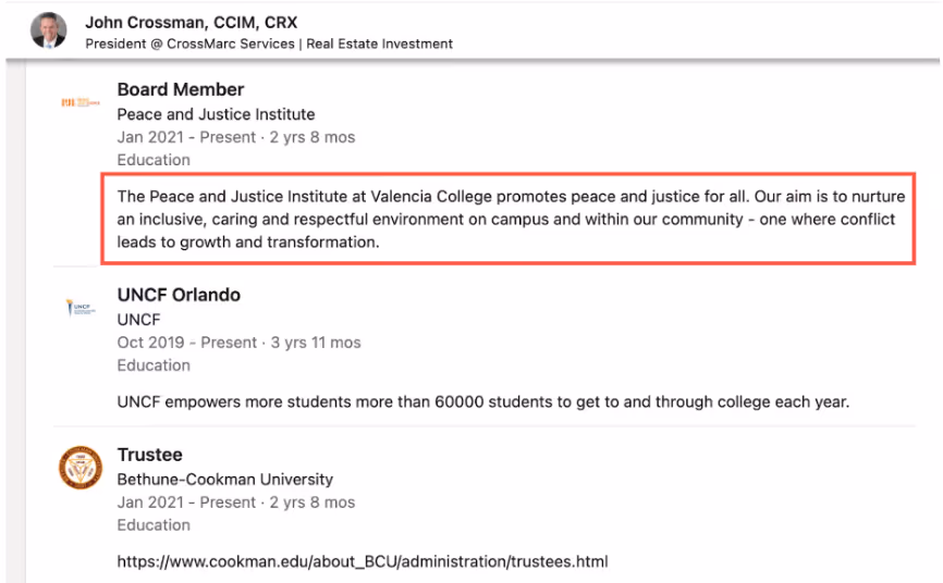 example of personalised volunteer experience description