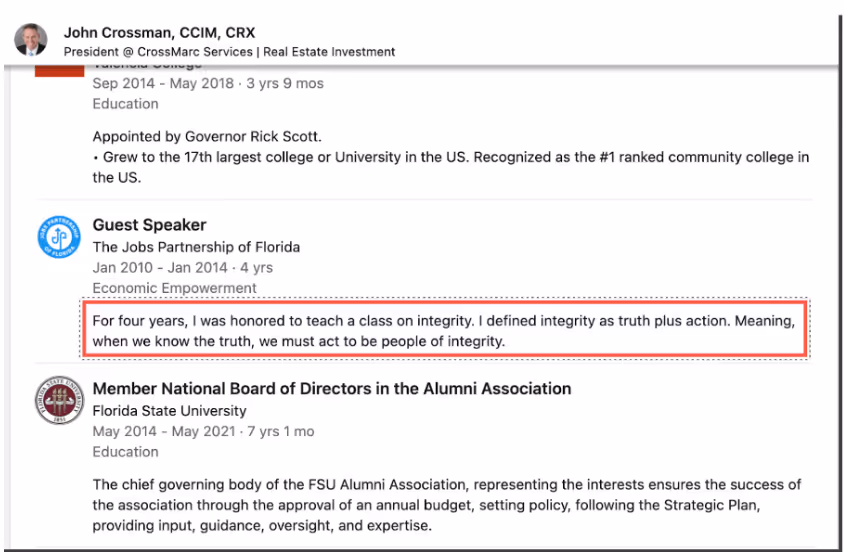 example of personalised volunteer experience description